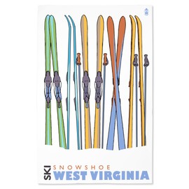 Lantern Press 16x24 Inch Giclee Print, Snowshoe, West Virginia, Skis in Snow
