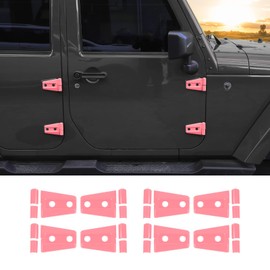 Hoolcar Door Hinge Trim Cover ABS Exterior Accessories for 2007-2017 Jeep Wrangler JK JKU Sport Rubicon Sahara X 2-Door & 4-Door, Pink, 8PCs