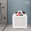 WUSILILU 2pcs White Foldable Laundry Basket with Handle, Plastic Rectangular