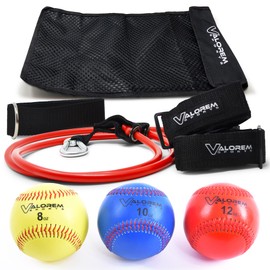Valorem Sports Weighted Baseballs for Pitching & Hitting - Bonus J-Bands & Carry Bag - Set of 3 Balls (8/10/12 oz) - for Youth & Adult Baseball or Softball Practice - Regulation Size
