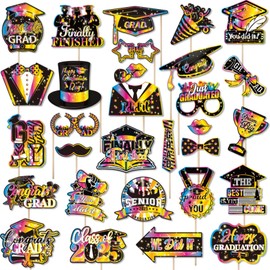 Black Gold Graduation Photo Booth Props 2025 Graduation Photo Booth Frame and Congrats Class of 2025 Photo Booth Props Set for Graduation Party Favours Supplies