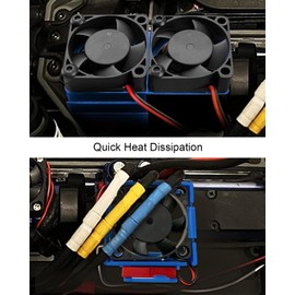 VXL-3s ESC Cooling Fan and Motor Cooling Dual Fan Set Fit for 1/10 Traxxas Slash 4×4 VXL Rustler 4X4 Stampede 4X4 Hoss 4×4 Velineon VXL-3s, Blue