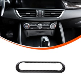 PIUGILH ABS Carbon Fibre Pattern Car Centre Air Conditioning Frame Cover Trim Suitable for Alfa Romeo Giulia 2017-2020, Air Conditioning Control Panel Trim for Alfa Romeo Giulia Accessories (Black)