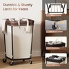 160L Laundry Basket with Wheels, 2-section Rolling Laundry Basket, Large