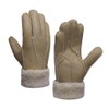 Women Leather Gloves Shearling Sheepskin Fur Lined Women Winter Gloves,Beige,XL
