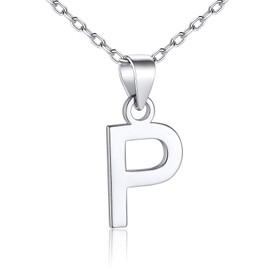 SILVERCUTE A to Z Letter Chain 925 Silver Initial Pendant Necklace Alphabet Initial Letter Clavicle Chain Minimalist Jewellery Accessory for Women Girls
