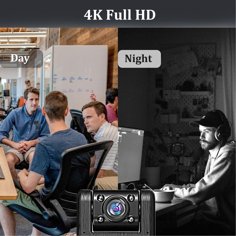 4K Mini Body Camera, Body Mounted Camera with 180° Lens