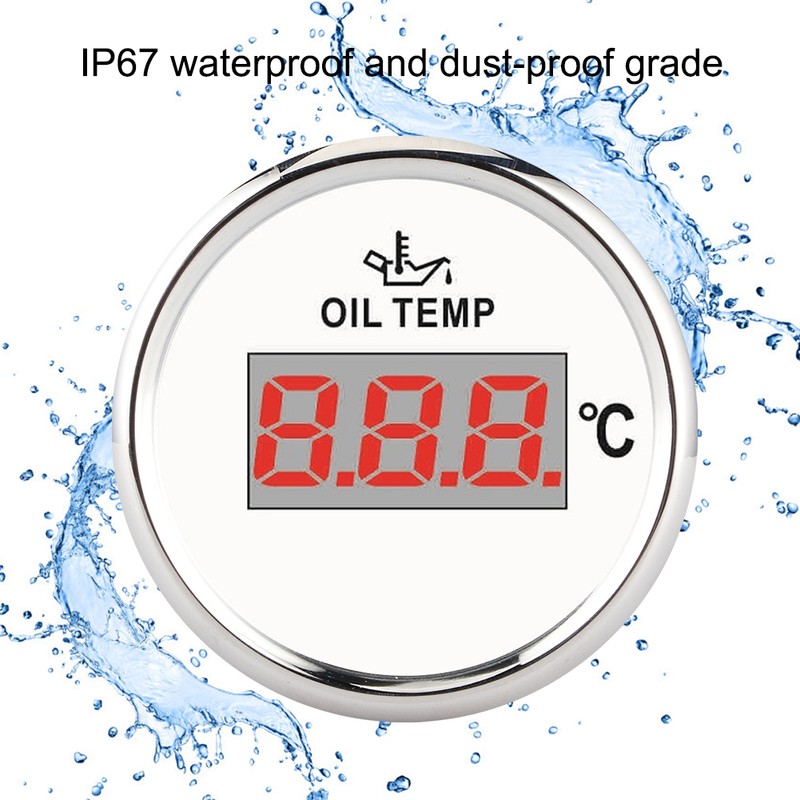 Universal Digital Oil Temperature Gauge 52mm 50‑150℃ W/Red Backlight 12V/24V