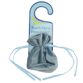 Tooth Fairy Door Hanger Bag, Tooth Fairy Under Pillow Pouch for Lost Teeth Kids Boys Girl Milk Teeth Encourage Gift, Acrylic Tooth Fairy Door Hanger Bag Money Holder (Blue)