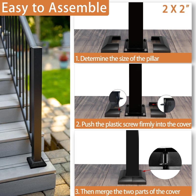 2 Pack 2X2IN Aluminum Split Deck Post Base Cover, Solid