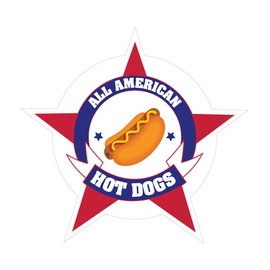 Food Truck Decals All American Hot Dogs Concession Restaurant Die-Cut Vinyl Sticker R35 & Sign 18 in on Longest Side
