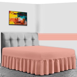 GC GAVENO CAVAILIA Fitted Valance Sheets Double Bed Sheet - Non Iron Bedding Sheet - Anti Allergic Percale Fitted Valance Sheet - Polycotton - Blush Pink