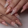 RUOKEXIN Almond Press on Nails Medium Length Fake Nails Glitter