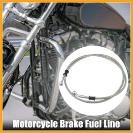 Partuto 140cm 55.12" 10mm Motorcycle Braided Brake Clutch Oil Hoses Line Pipe Clutch Throttle Gas Line Fuel Pipe Silver Tone for ATV for Dirt Bike Replacement