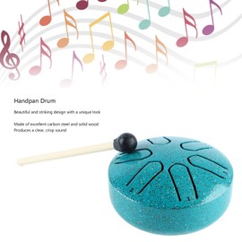 Hand Pan Drum, Empty Spirit Drum Carbon Steel Solid Wood Exquisite 6 Notes for Concert (Green)