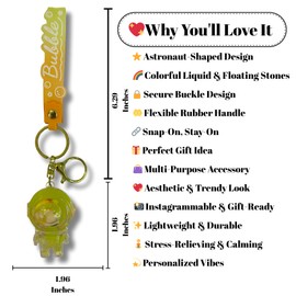 Rhenuzu Trade Astronaut Bubble Liquid Keychain – Cute Wristlet Key Holder for Women – Kawaii Bag Charm for Kids & Car Keys (Blue Astronaut)