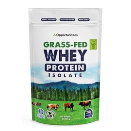 Opportuniteas Grass Fed Whey Isolate Protein Powder – Unflavored, Heavy-Metal Tested, 28g Protein, Sourced from Ireland, Hormone-Free, Non-GMO, Packaged in USA – 1lb