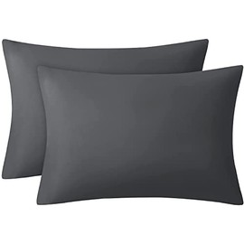 Lazzaro Pillow Cases 2 Pack - Brushed Microfiber Pillowcases - Ultrasoft Hypoallergenic Pillowcases 2 Pack With Envelope Closure - Non Iron Breathable Charcoal Pillow Covers (50 x 75 cm)