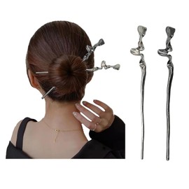 Metal Vintage Irregular Curve Decorative Chinese Hair Sticks and Pins for Women - Minimalist Hair Bun Accessories