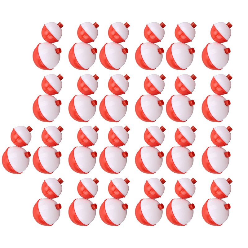 50PCS Ball Shaped Fishing Float Plastic White Red 2 Specifications