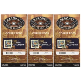 Baronet Coffee 100% Colombian Coffee Pods Box, 54 Count