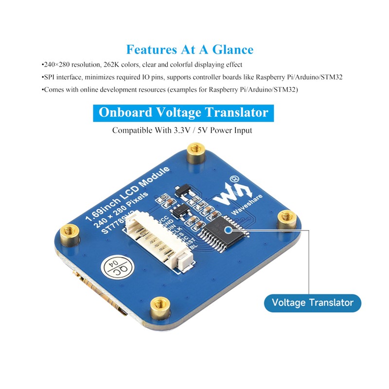 1.69inch LCD Display Module IPS Display Panel Compatible with Raspberry