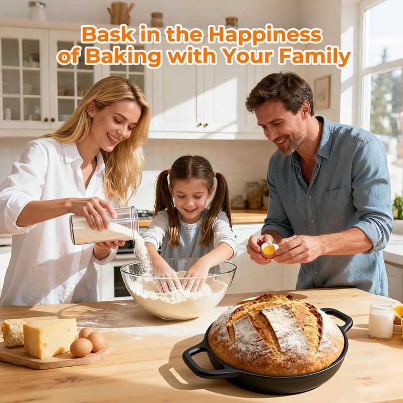 5QT Pre-Seasoned Cast Iron Dutch Oven For Bread Baking, Dutch