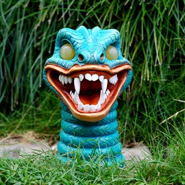 Jiasku Unique Solar Snake Garden Statue – Outdoor Snake Decorations for Garden Patios, Yards, Lawn Ornament(Snake Head Garden Statue)