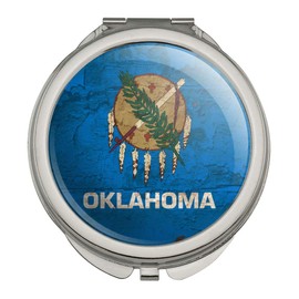 Rustic Distressed Oklahoma State Flag Compact Travel Purse Handbag Makeup Mirror
