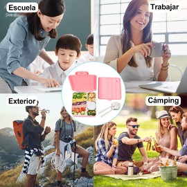 1300 ml Caja de Almuerzo, Caja Bento a Prueba de Fugas, Versatile 5-Compartment Bento-Style Lunch Box, para Lavavajillas, Salud Duradera