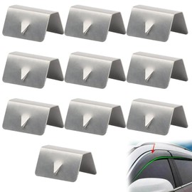 Wind Deflector Clips, Stainless Steel Wind Deflector Mounting Clips, Rain Deflector Fitting Clips, Stainless Steel Windshield Clip, Mounting Clip for the Windscreen of a Car, Pack of 10 Tokaneit