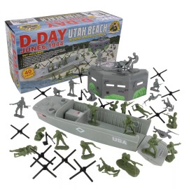 BMC Toys D Day Utah Beach 40pc Toy Figure Playset Military Army Men Collectible 1 32 S...