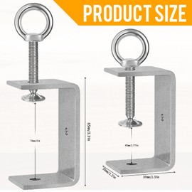 2 Pieces C Clamp, 85mm Stainless Steel C Clamps Lifting Rings Heavy Duty Woodworking Metal Clamps 45-78 mm for Home Improvement and Automotive Repair Silver