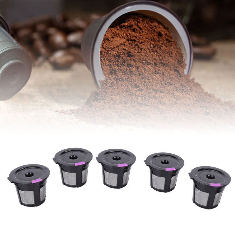 5pcs Household Refillable Coffee Capsule Cup with Spoon Fit for