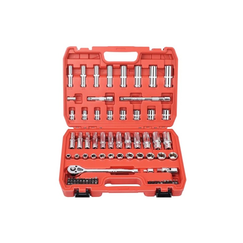 3/8” Drive Socket Set, 76 Pieces Ratchet Wrenches Set, Standard