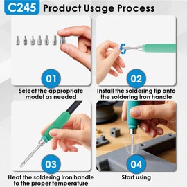 Upgrade Heat Set Insert Tool, Soldering Iron Tips with M2 M2.5 M3 M4 M5 M6 M8 Thread Inserts, Compatible with C245 Soldering Iron, Professional 3D Printing Repair Tools for Hobbyists 丨Makers