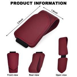 Black Sunglasses Holder for car Visor, 2 Packs Magnetic Leather Sunglasses Clip for car Visor, car Accessories for Women and Men Interior, Visor Sunglasses Holder Clip（Black+Red）