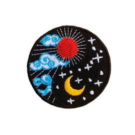 Day and Night Iron On Patches, Cute Decor Patches for Dress Backpacks Clothes Pants Jeans Hats, Embroidery Applique DIY Accessory