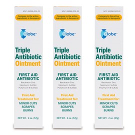 Globe (3 Pack) (2 oz) Triple Antibiotic First Aid Antibiotic Ointment, 24-Hour Infection Protection, Wound Care Treatment for Minor Scrapes, Burns and Cuts (Total 6 oz)