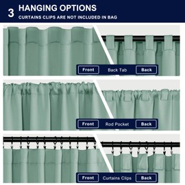 Hiasan Light Sage Blackout Curtains 45 inch Long, Light Blocking Thermal Insulated Rod Pocket & Back Tab Christmas Drapes Sewn with Tiebacks for Nursery Bedroom Living Room, 52-inch Wide, 2 PC
