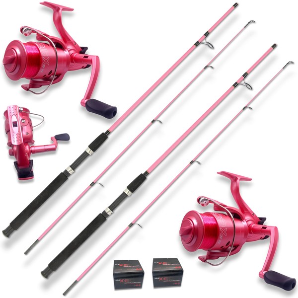 CARP STALKER Pink Rods 12FT 2PC Girls Fishing Women + 2 Max 60 Pink Reels