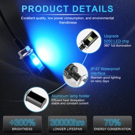 LivTee Super Bright License Plate Light, 12V License Tag Screw Bolt Accessories, Waterproof Black Aluminium Light Holder, Legal for Car Motorcycle Truck RV ATV Bike, Ice Blue(2PCS)