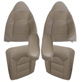 NLQR 1999 2000 Front Driver and Passenger Bottom & Top Replacement Seat Covers & 2pcs Seat Armrest Covers Tan Compatible with Ford F250 F350 F450 F550 Lariat XLT XL Super Duty