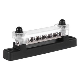 iplusmile 150A 12V Bus Bar Terminal Blocks: 12V- 48V Single-Row Covered Power Distribution Block with 2X M6 Studs 6X M4 Screws Terminals for Car Boat Marine Solar System