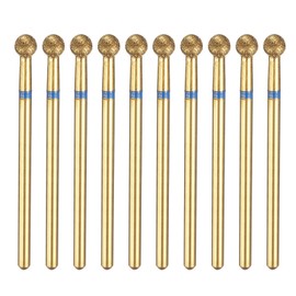 sourcing map 10pcs 120-140 Grits Diamond Grinding Bit 4mm Ball Head 2.35mm Shank 4mm Length Titanium Plated Stone Sanding Drill Bits Rotary Tool for Nails Grinding Polishing