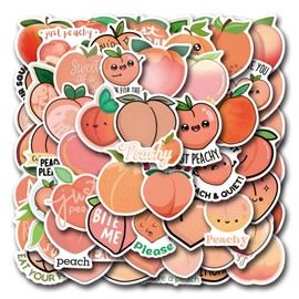 55Pcs Peach Stickers for Water Bottle and Laptop - Waterproof Vinyl Fruit Decals, Peach Gifts, Women, Men - Peach Birthday Party Favors & Decorations Laptop Decals (Peach)
