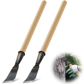 Leriton 2 Pcs 26.5 Inch Bark Spud Debarking Tool Long Steel Curved Blade Log Peeler Tools with Comfortable Wooden Handle, Bark Removal Stripping Tool for Logs Without Damaging Wood