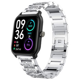 for TOOBUR Smart Watch Bands, Quick Release Women Jewelry Bling Diamond Metal Dressy Strap Adjustable Replacement Strap Accessories Sports Band with TOOBUR IDW13/TEMINICE/Gydom/Woneligo W3 1.8 Watch