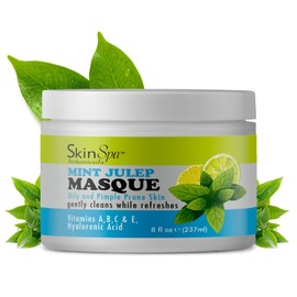SkinSpa Face Mask - Acne Control Mint Julep Masque with Hyaluronic Acid, Vitamin B & E - Lock In Moisture, Cleanse & Refresh Oily, Pimple-Prone Skin - 8 oz