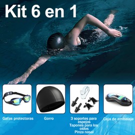 2 Pcs Gafas de Natación, Goggles de Natación Anti Niebla UV, Juego De Gafas de Natación Que Incluye Gorro de Natación, Pinza Nasal y Tapones para Los Oídos, Adecuado para Hombres, Mujeres y Adultos